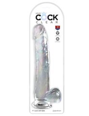 Прозрачный фаллоимитатор с мошонкой на присоске 11’’ Cock with Balls - 30,5 см. - 