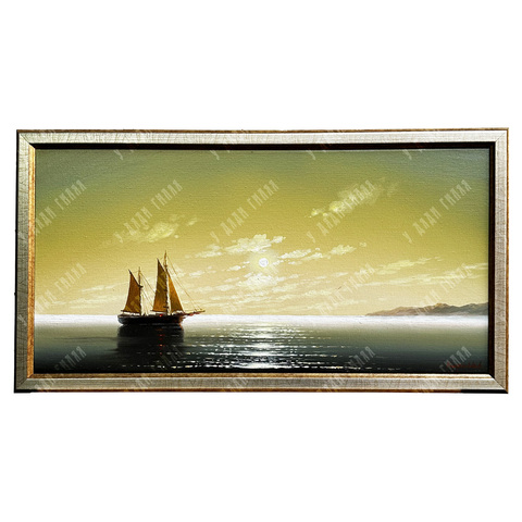 Кириллов К. Морской пейзаж с парусником. Масло. 2020-е гг.