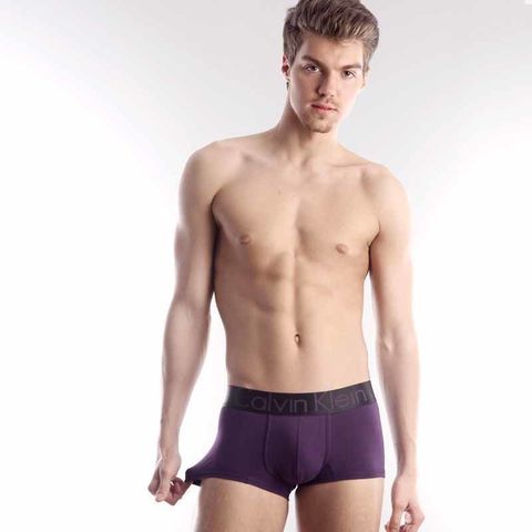 Мужские трусы боксеры темно-фиолетовые с черной резинкой Calvin Klein Steel Black Waistband Violet