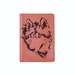 Обложка на автодокументы с кармашками "Хищник волк", рыжая