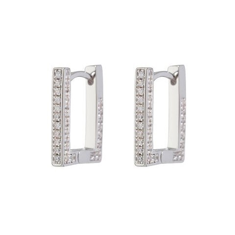 Pave Mini Boxer Hoops - Silver