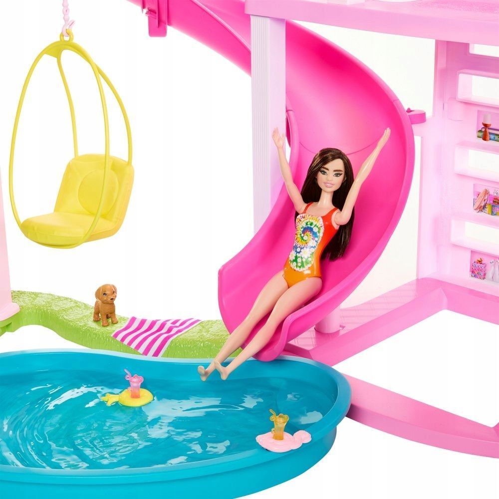 Barbie Dreamhouse - Кукольный домик Dream House с горкой и подъемником + 75  аксессуаров HMX10 купить в Москве | Доставка по России.