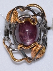 Флора-зв.корунд (серебряное кольцо с позолотой)