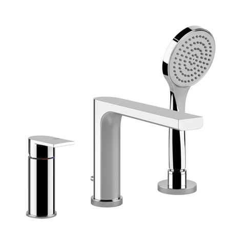 Gessi 38634#031 Gessi Emporio Via manzoni Смеситель для ванны на 3 отверстия с переключателем, изливом и шлангом 1,50м, цвет: Chrome