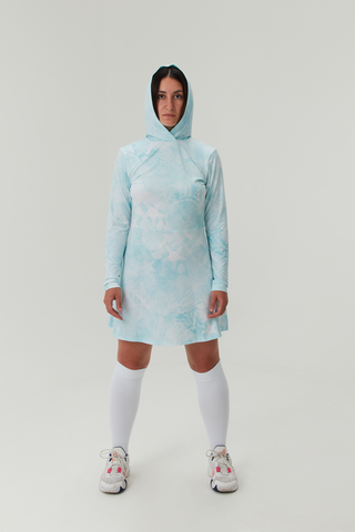 Платье спортивное с капюшоном "Акварельные ракушки"