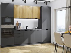 Прямая модульная кухня Евро Лайн-01 Дуб песочный/Антрацит - Graphite 2140*2800*600
