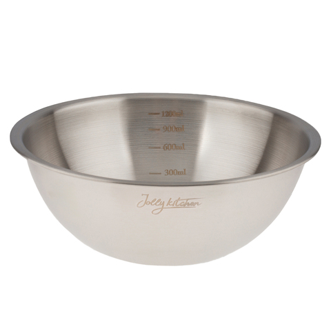 Миска-салатник Jolly Kitchen c мерной шкалой, 25 см, нержавеющая сталь, 3 л, матовый/глянец