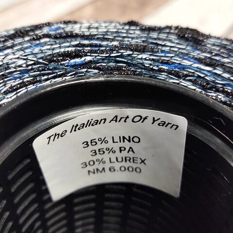 Лен (35%) с люрексом и шишибриками NODINO DI LINO 600 синий с черным