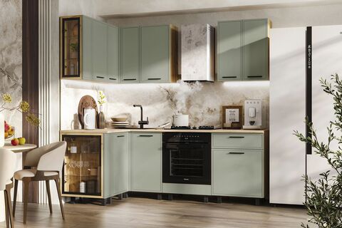 Кухня Бьянка 1,2х2,2м (Олива софт, Дуб Крафт (Дуб вотан))