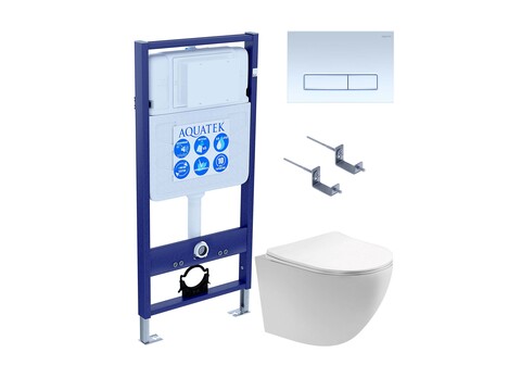 Aquatek SET Aquatek ЕВРОПА T KDI21 SET Aquatek ЕВРОПА T KDI21 (рама Aquatek Standard INS-0000012 с клавишей KDI-0000021 и крепежом KKI-0000002+унитаз AQ1900T-00 с тонким сиденьем sc)