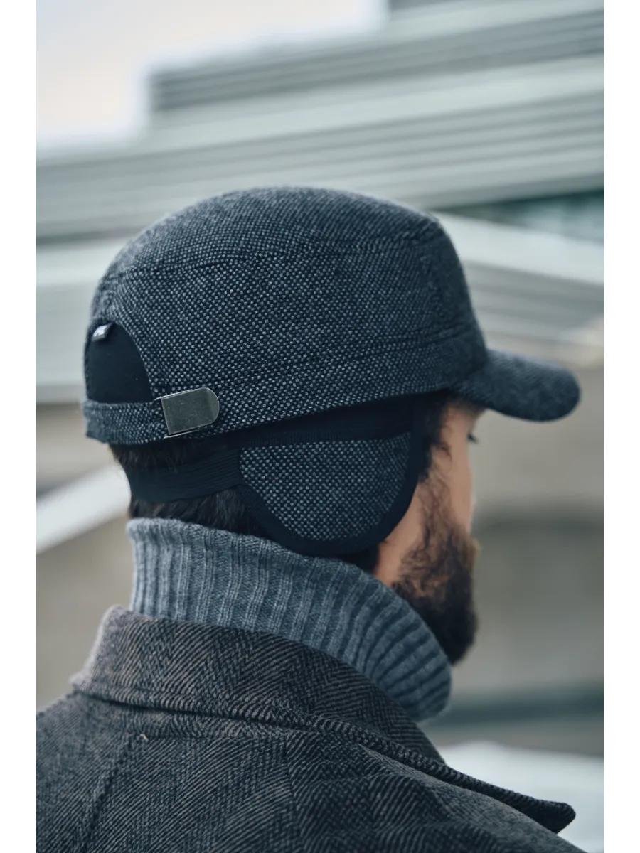 Кепка немка утепленная с ушками драповая