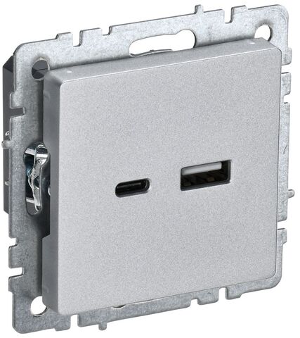 BRITE Роз. USB A+C 18Вт РЮ11-1-БрА алюм. IEK