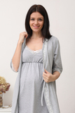 Комплект для беременных и кормящих с халатом и сорочкой 10651 серый