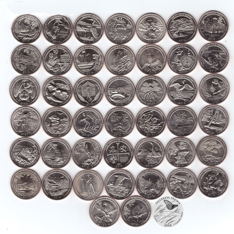 Набор 45 монеты Национальные парки Прекрасная Америка   2012-2020 гг. Двор S