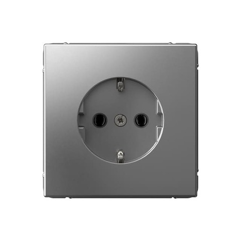 Розетка электрическая 2К+З 16А 250 В. Цвет Сталь. Systeme electric серия ArtGallery. GAL000943S
