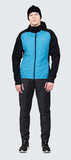 Премиальный костюм для лыж и зимнего бега Nordski Hybrid Hood Warm 2.0 Black-Light Blue
