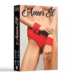 Трусики-танга бесшовные Amor El с наручниками на цепочках, красный, M