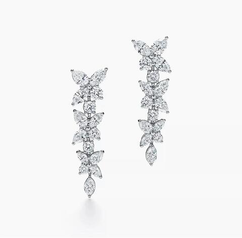Tiffany Mixed Cluster Drop Серьги