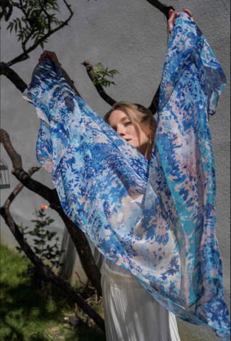 Шаль 110x200 Petrusse Rosee Bleu