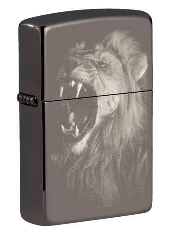 Зажигалка ZIPPO с покрытием Black Ice, латунь/сталь, чёрная, глянцевая, 57x38x13 мм (Lion Design) Wenger-Victorinox.Ru