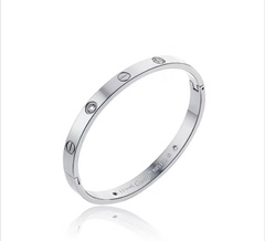16136- Браслет LOVE из стали без отвертки с фианитами, тонкий