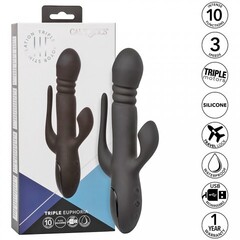 Вибромассажер тройной CalExotics III Triple Euphoria с режимом всасывания и анальной стимуляцией, 14 см x 3.75 см