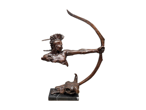 Бронзовая скульптура Индеец стреляет из лука