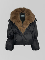 Куртка 2412 однотонная с мехом и капюшоном на молнии