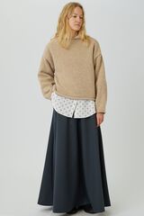 Юбка макси из серо-голубой шерсти