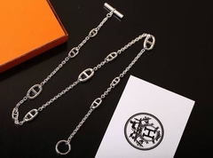 Колье сотуар длинное из неродированного серебра 925 пробы FARANDOL