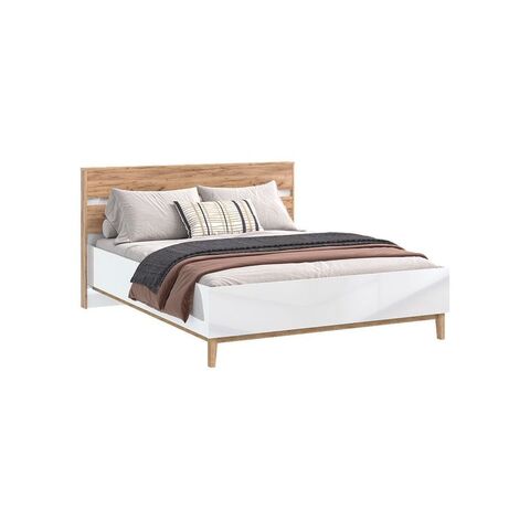 Кровать Кельн 1,4м (Белый Глянец, Дуб Крафт)