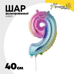 
          Шар фольгированный Цифра 9 40 см (Ассорти)