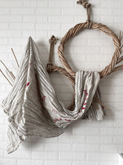 Шарф льняной комби. со штампами 