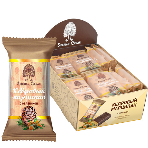 Конфеты Марципан кедровый с облепихой батончик Сибирский Кедр 40 г