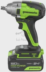 Гайковерт ударный аккумуляторный Greenworks GD24IW400, 24V,б/щет, 1/2'', 400Нм, 1х5Ач, ЗУ, кор (3802907CUG)