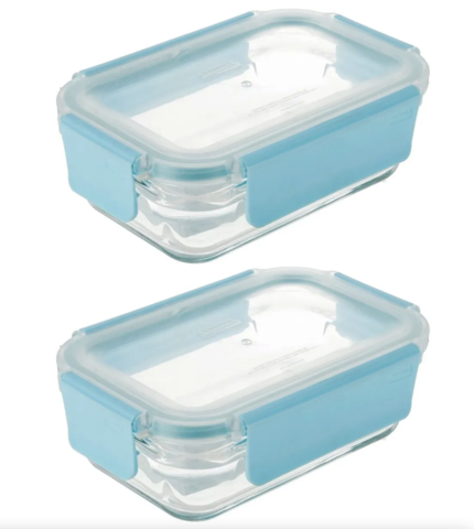 Набор стеклянных контейнеров Glasslock MCRW045P-2 (450ml х 2, прямоугольные, синий силикон)