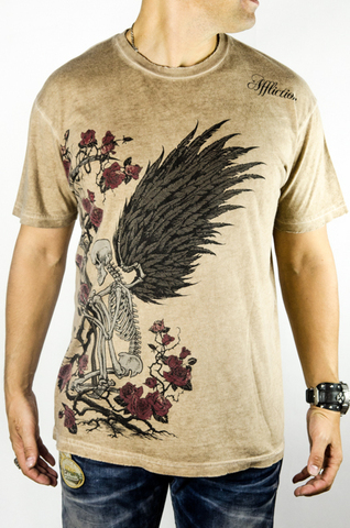 Affliction | Футболка мужская Winged Reaper Brown Oil Stain A311B перед