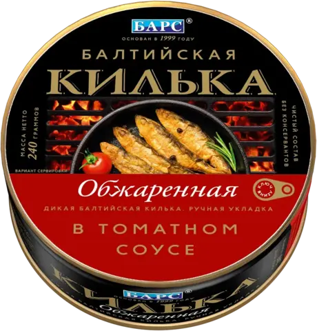 Килька Барс балтийская обжар в томатном соусе ж/б 240г ключ