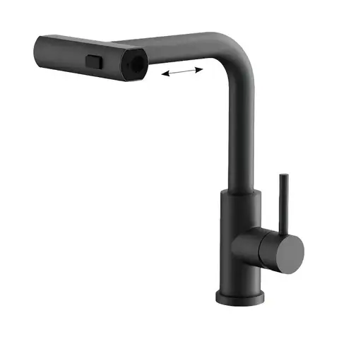 Смеситель для кухни BELZ B74811-7 выдвижной излив, нержавеющая сталь, черный