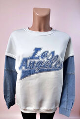 Толстовка Los Angeles цвет белый с джинсовыми вставками