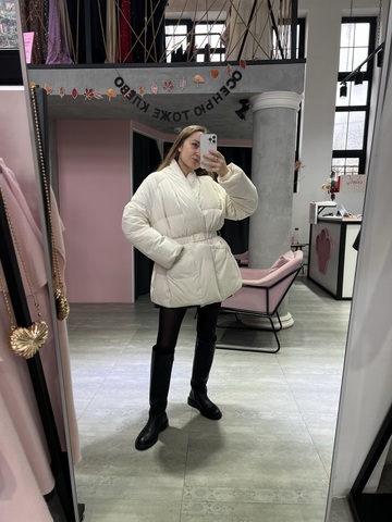 Пуховик Жасмин молочный