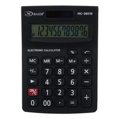 Калькулятор настольный Basir 12 Bit, двойное питание, LCD, чёрный