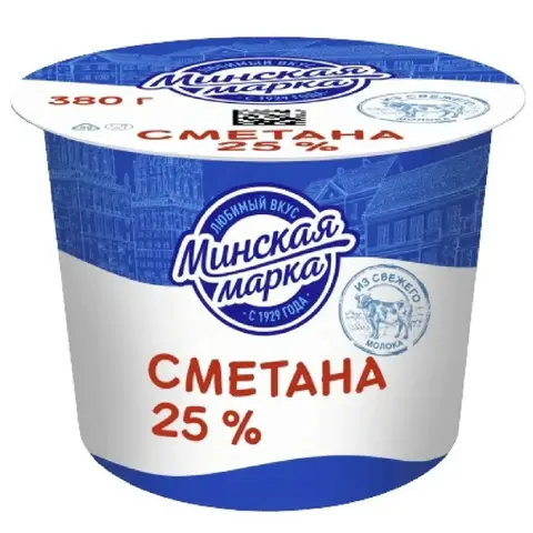 Сметана Минская Марка 25% 380гр