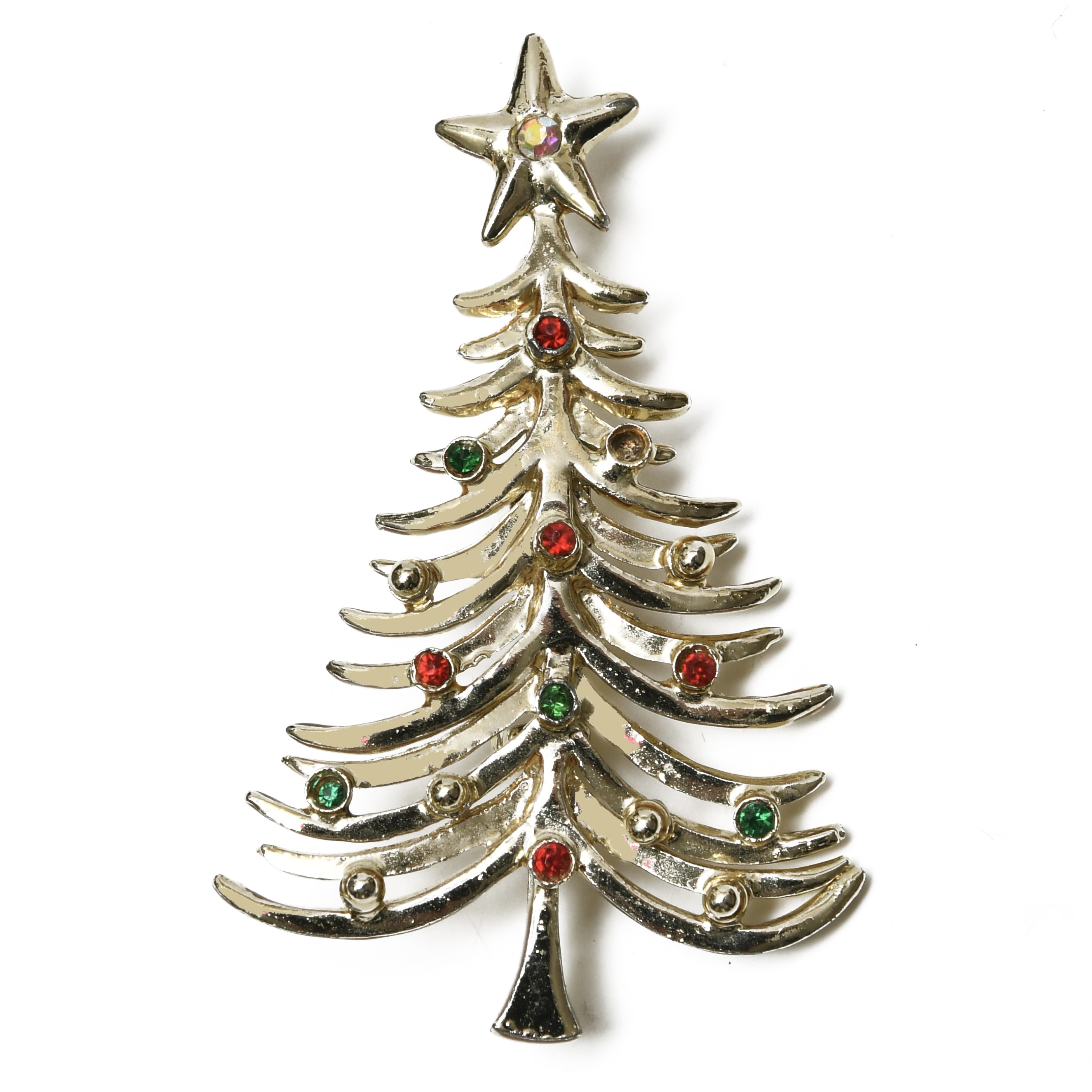 Винтажная новогодняя брошь с кристаллами