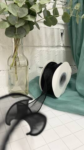 Лента органза с волнистым краем (4см*9,14м), Черный