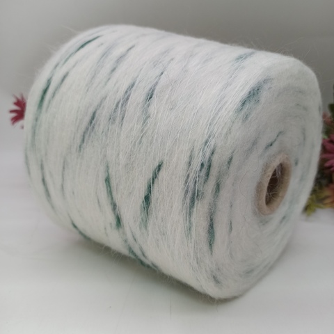 Кид мохер арт Galles фабрика Ilaria 1000м/100гр Белый с зеленым 6