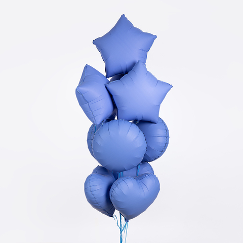 Шар сердце, голубой лотос, матовый, 45 см