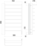 Полотенцесушитель Terminus Полка П8 500х850 электро