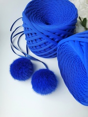 Помпоны из эко-меха,  7 см, цвет Синий, 2 штуки