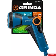 GRINDA X-S, с регулятором напора, душевой, 4 режима, курок спереди, двухкомпонентный, поливочный пистолет, PROLine (429165)